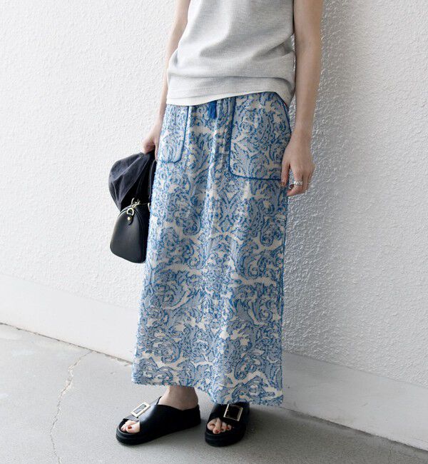 SHIPS any「SHIPS any:〈手洗い可能〉メッシュ ジャカード イージー Iライン スカート」|スカート|ブルー