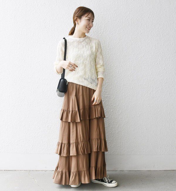 SHIPS any「SHIPS any:〈洗濯機可能〉ティアード ラッフル マキシ スカート」|スカート|