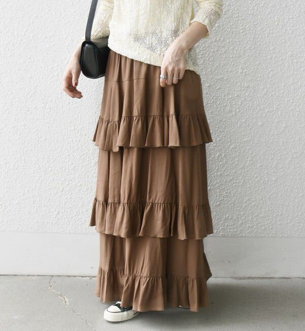 SHIPS any「SHIPS any:〈洗濯機可能〉ティアード ラッフル マキシ スカート」|スカート|
