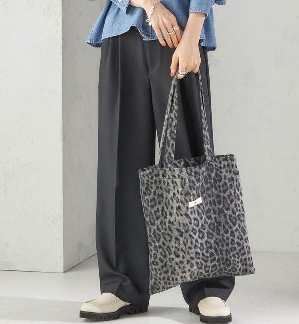 SHIPS for women「【SHIPS別注】Uhr:レオパード トート バッグ」|トートバッグ|ダークグレー