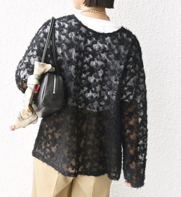 SHIPS for women「《追加予約》【WEB限定】〈手洗い可能〉チュール フェザー レース 羽織」|シャツ・ブラウス|