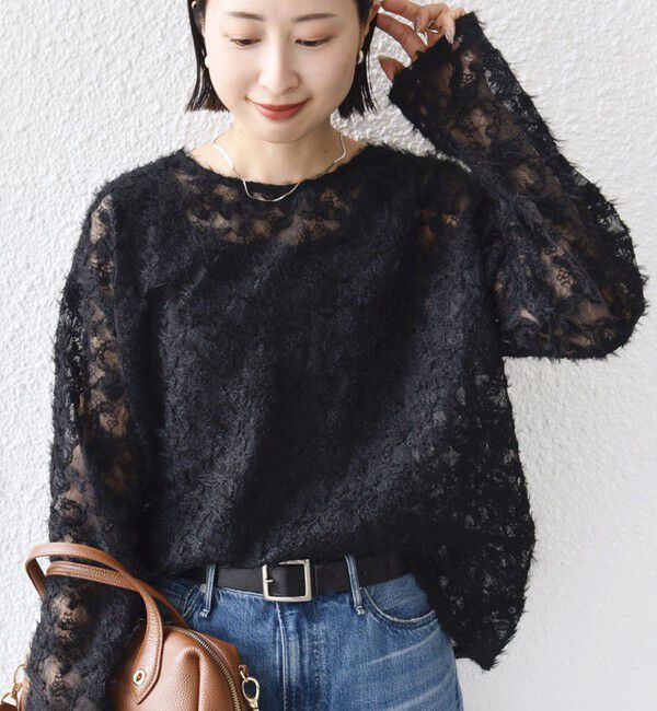 SHIPS for women「《追加予約》【WEB限定】〈手洗い可能〉チュール フェザー レース 羽織」|シャツ・ブラウス|