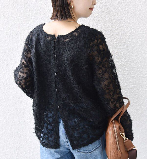 SHIPS for women「《追加予約》【WEB限定】〈手洗い可能〉チュール フェザー レース 羽織」|シャツ・ブラウス|