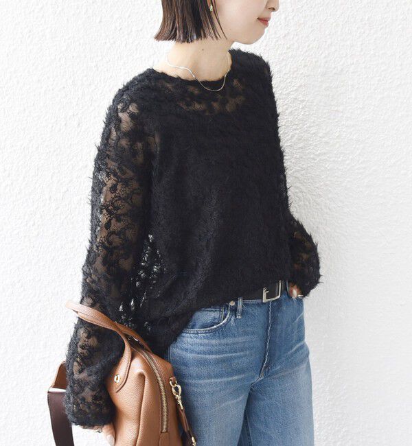 SHIPS for women「《追加予約》【WEB限定】〈手洗い可能〉チュール フェザー レース 羽織」|シャツ・ブラウス|