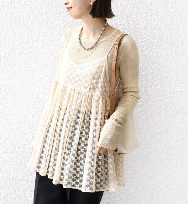 SHIPS for women「〈手洗い可能〉フラワー チュール 刺繍 チュニック ワンピース」|チュニック|