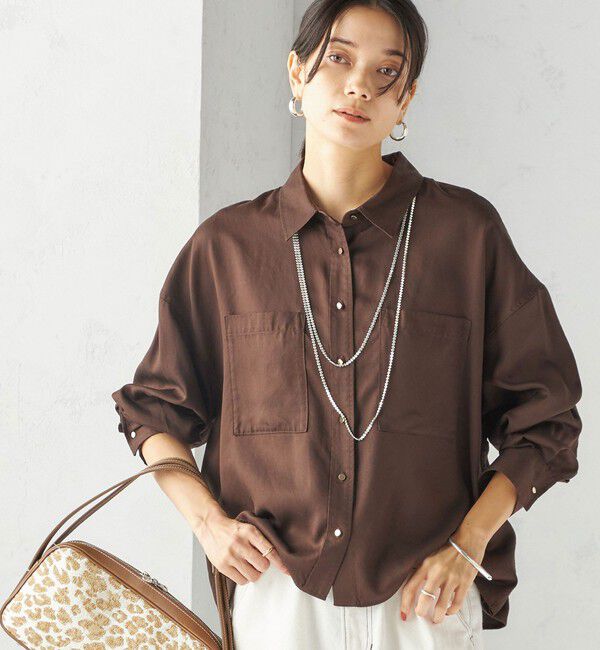 SHIPS for women「〈手洗い可能〉セルロース ツイル 羽織 シャツ」|シャツ・ブラウス|ブラウン