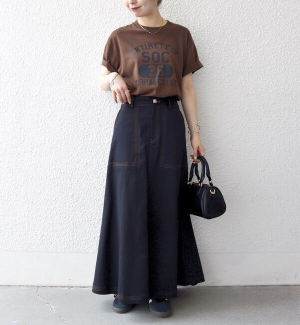 SHIPS any「SHIPS any:〈洗濯機可能〉チノ ステッチ フレア ロング スカート」|フレア|