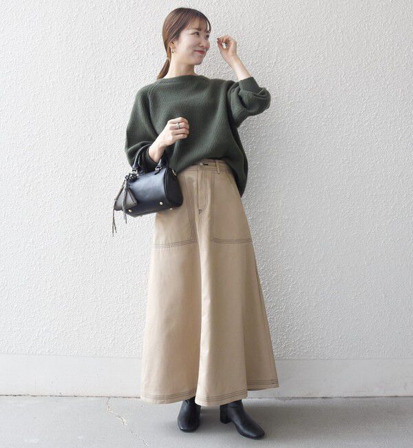 SHIPS any「SHIPS any:〈洗濯機可能〉チノ ステッチ フレア ロング スカート」|フレア|