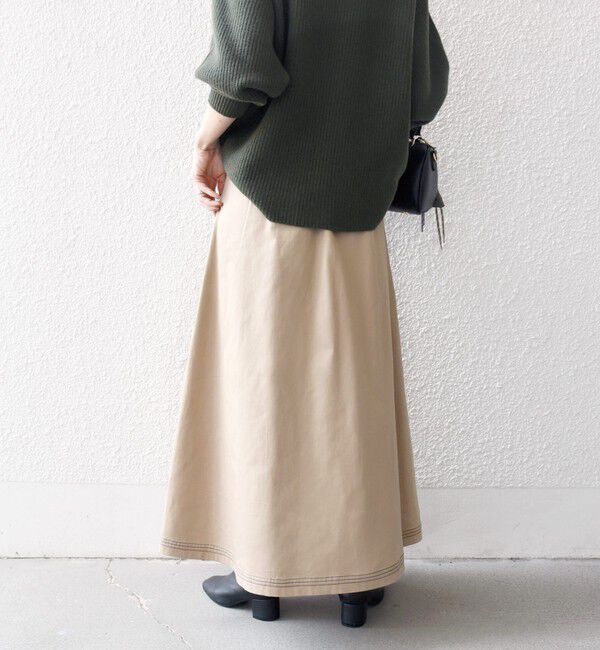 SHIPS any「SHIPS any:〈洗濯機可能〉チノ ステッチ フレア ロング スカート」|フレア|