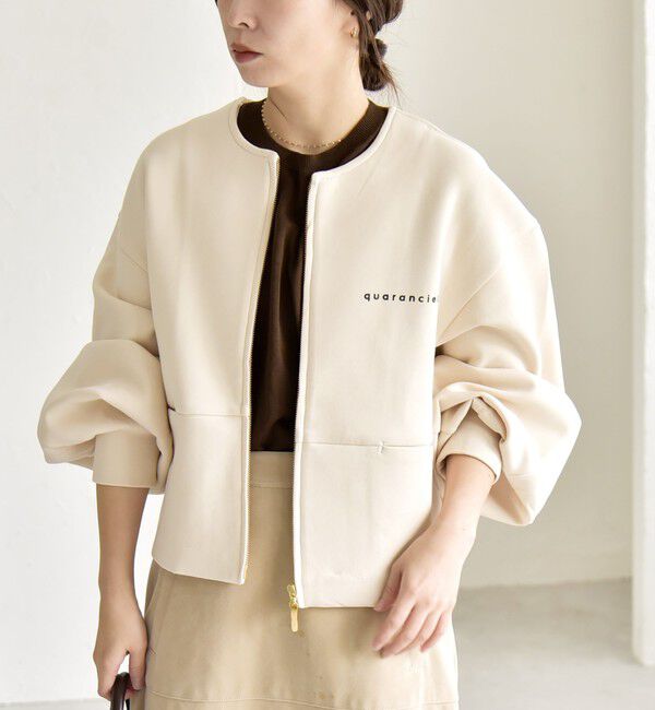 quaranciel「quaranciel:〈洗濯機可能〉ポンチ ロゴプリント スウェット ジップ ブルゾン カーディガン」|スウェット・ジャージ|