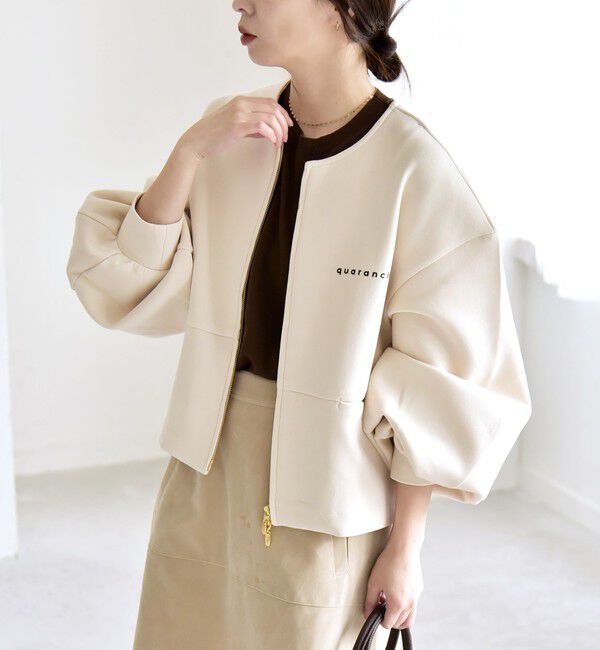 quaranciel「quaranciel:〈洗濯機可能〉ポンチ ロゴプリント スウェット ジップ ブルゾン カーディガン」|スウェット・ジャージ|