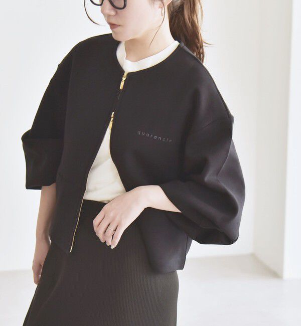quaranciel「quaranciel:〈洗濯機可能〉ポンチ ロゴプリント スウェット ジップ ブルゾン カーディガン」|スウェット・ジャージ|