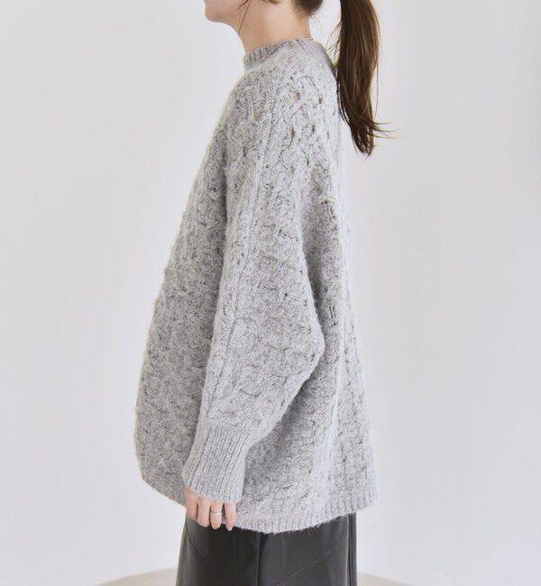 quaranciel「quaranciel:〈手洗い可能〉透かし編み クルーネック ドルマン ルーズ ニット プルオーバー」|ニット・セーター|