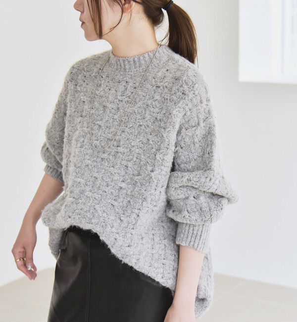 quaranciel「quaranciel:〈手洗い可能〉透かし編み クルーネック ドルマン ルーズ ニット プルオーバー」|ニット・セーター|