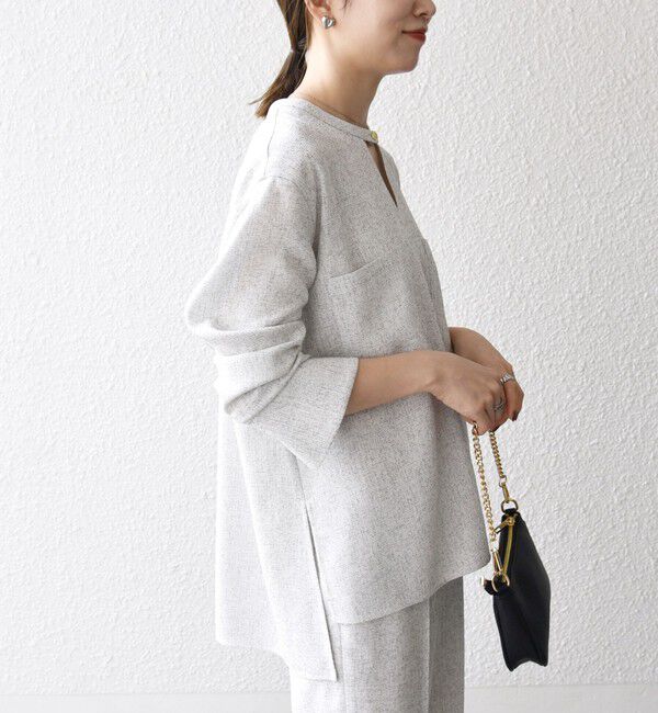 SHIPS any「SHIPS any:〈洗濯機可能〉ツイード ライク オーバー ブラウス［NAVY BLUE］」|シャツ・ブラウス|