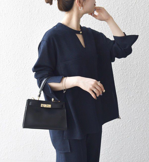 SHIPS any「SHIPS any:〈洗濯機可能〉ツイード ライク オーバー ブラウス［NAVY BLUE］」|シャツ・ブラウス|