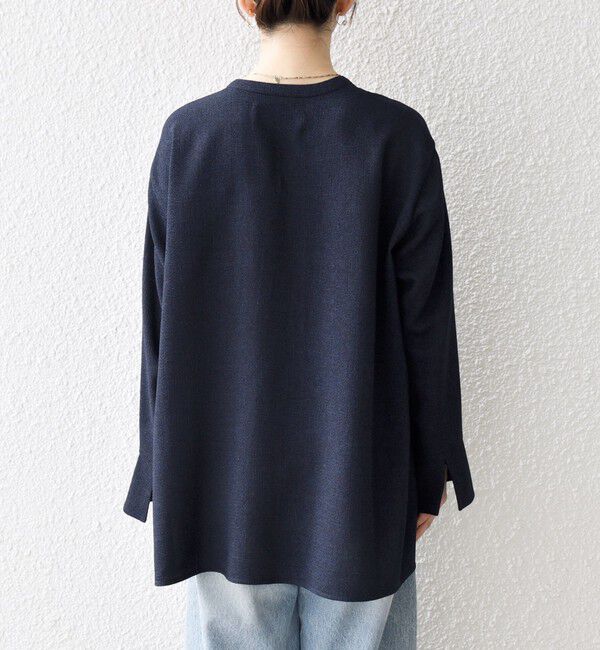 SHIPS any「SHIPS any:〈洗濯機可能〉ツイード ライク オーバー ブラウス［NAVY BLUE］」|シャツ・ブラウス|