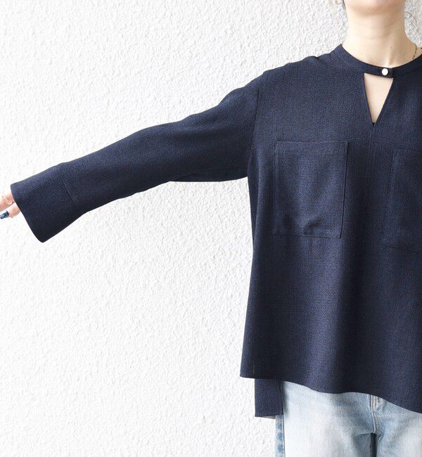 SHIPS any「SHIPS any:〈洗濯機可能〉ツイード ライク オーバー ブラウス［NAVY BLUE］」|シャツ・ブラウス|