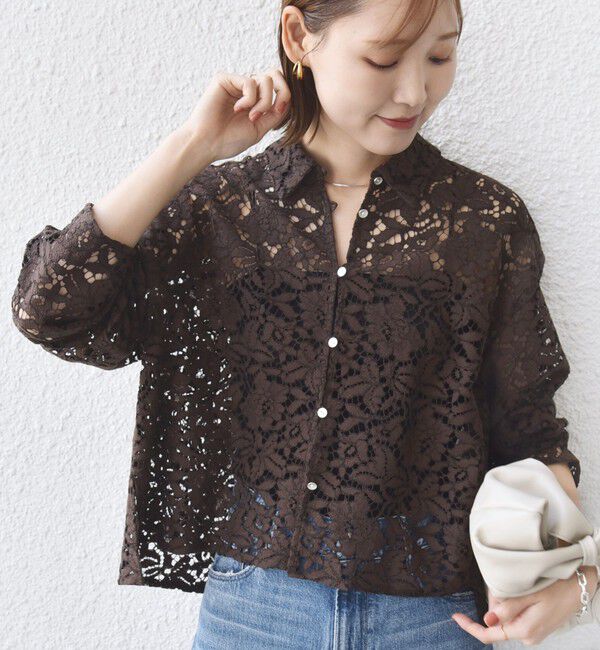 SHIPS for women「〈手洗い可能〉レース シャツ 羽織」|シャツ・ブラウス|ブラウン