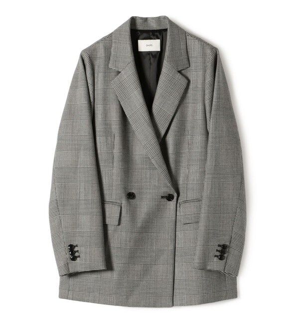 SHIPS for women「〈手洗い可能〉ウォッシャブル ウール チェック ダブル ジャケット」|テーラードジャケット|
