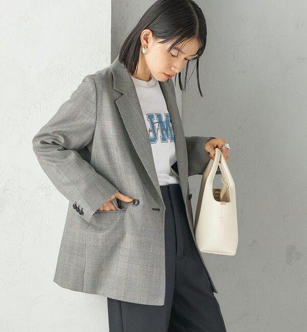 SHIPS for women「〈手洗い可能〉ウォッシャブル ウール チェック ダブル ジャケット」|テーラードジャケット|