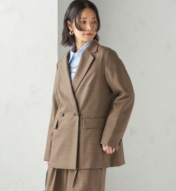 SHIPS for women「〈手洗い可能〉ウォッシャブル ウール チェック ダブル ジャケット」|テーラードジャケット|
