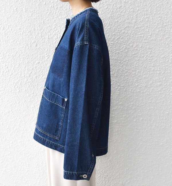 SHIPS for women「【WEB限定】〈洗濯機可能〉ノーカラー デニム カバー オール」|デニムジャケット|