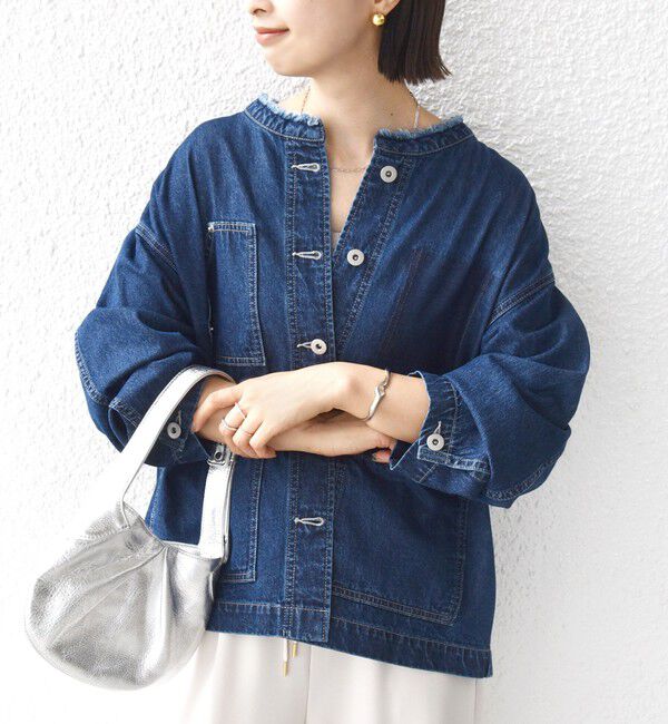 SHIPS for women「【WEB限定】〈洗濯機可能〉ノーカラー デニム カバー オール」|デニムジャケット|
