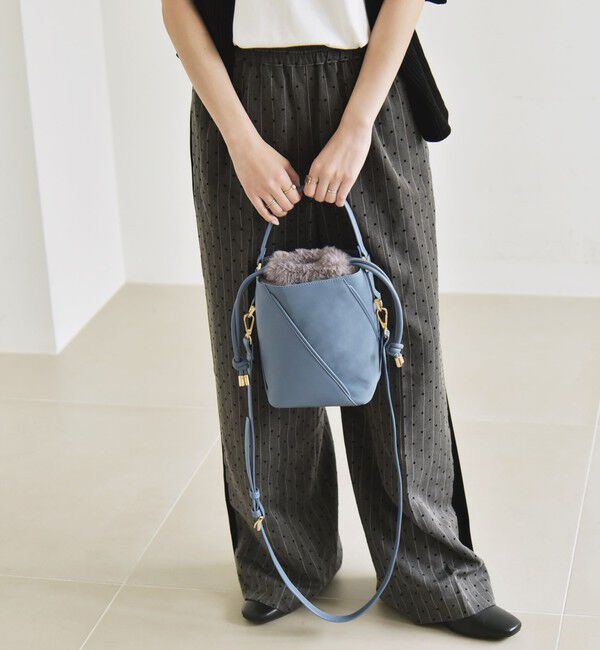 quaranciel「quaranciel: 2way コンビ バケツ ショルダーバッグ &times; フェイクファー 巾着」|ショルダー・メッセンジャー|