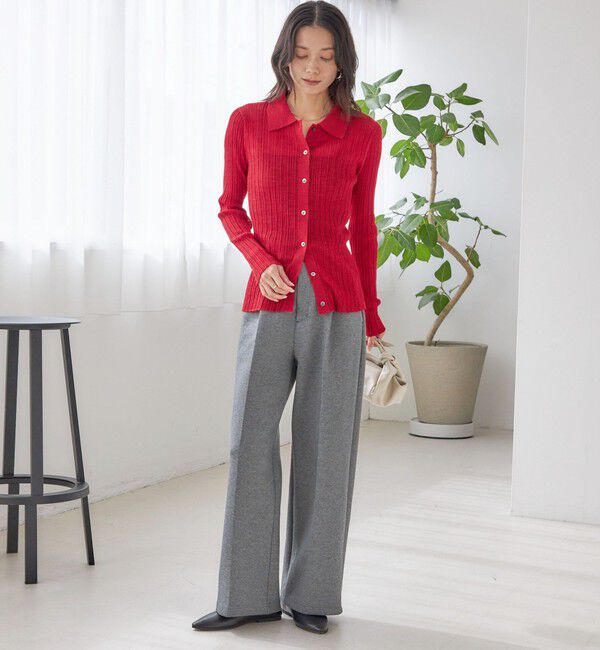 SHIPS for women「〈手洗い可能〉ランダム リブ ポロ ニット カーディガン」|カーディガン|