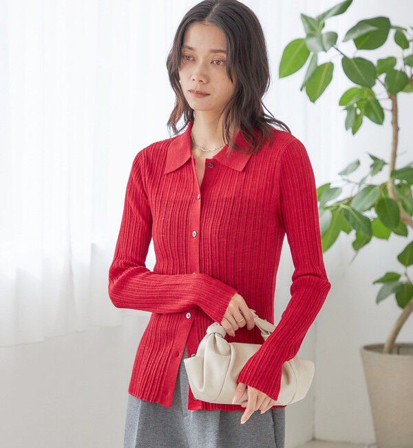 SHIPS for women「〈手洗い可能〉ランダム リブ ポロ ニット カーディガン」|カーディガン|