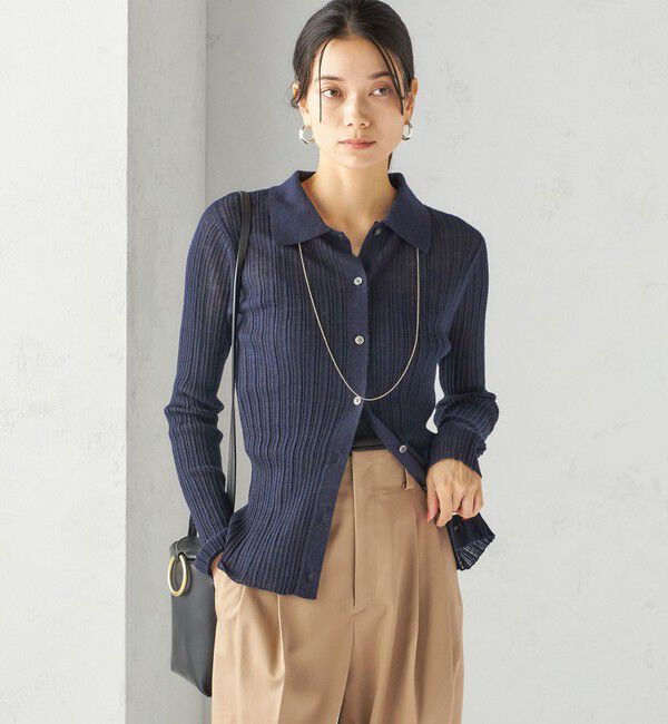 SHIPS for women「〈手洗い可能〉ランダム リブ ポロ ニット カーディガン」|カーディガン|