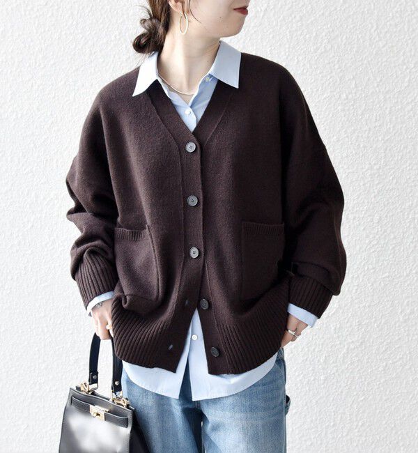 SHIPS any「SHIPS any:〈手洗い可能〉AQUA カシミヤ ミックス Vネック カーディガン」|カーディガン|