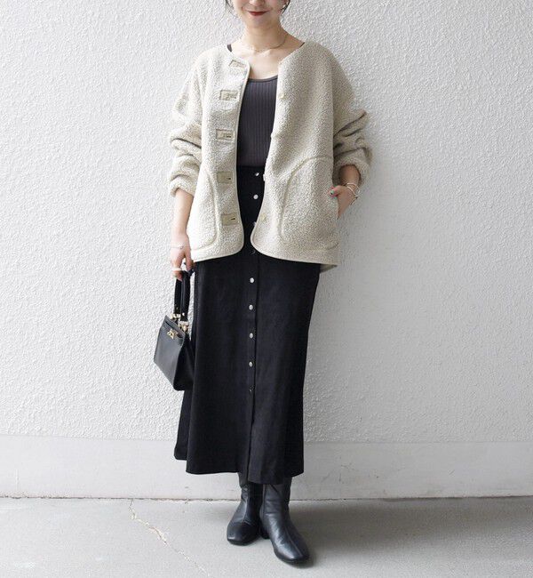 SHIPS any「SHIPS any:〈洗濯機可能〉ボア フリース 2WAY フーディー ブルゾン」|ブルゾン・スタジャン|