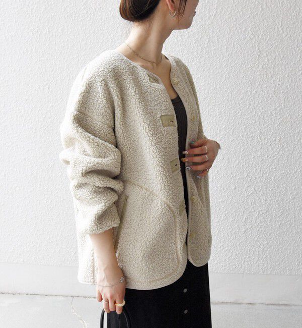 SHIPS any「SHIPS any:〈洗濯機可能〉ボア フリース 2WAY フーディー ブルゾン」|ブルゾン・スタジャン|