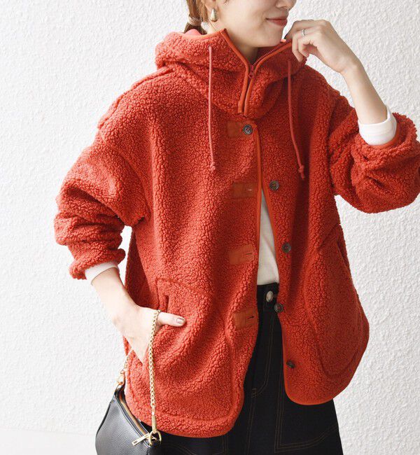 SHIPS any「SHIPS any:〈洗濯機可能〉ボア フリース 2WAY フーディー ブルゾン」|ブルゾン・スタジャン|レッド