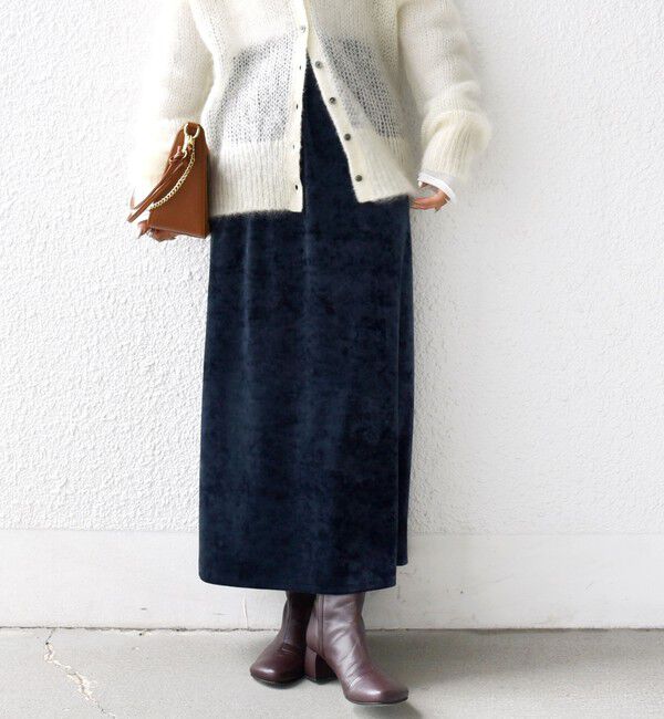 SHIPS for women「〈手洗い可能〉スノー クラッシュ ポリエステル ベロア ウエスト ゴム スカート」|スカート|