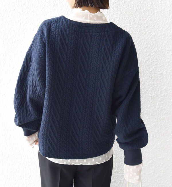 SHIPS for women「〈手洗い可能〉ケーブル ジャージー スキッパー プルオーバー」|Tシャツ・カットソー|