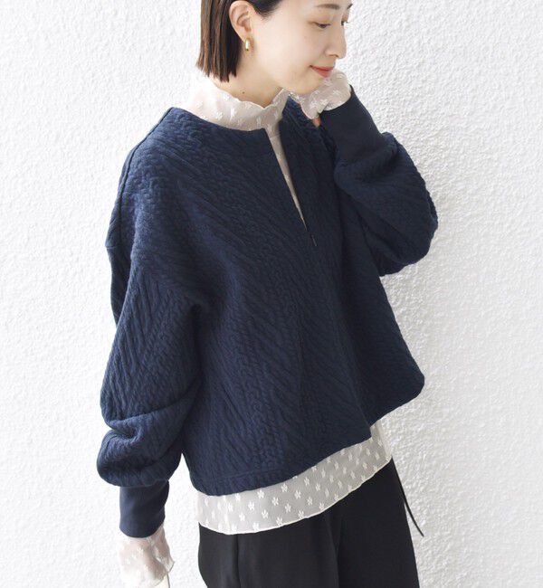 SHIPS for women「〈手洗い可能〉ケーブル ジャージー スキッパー プルオーバー」|Tシャツ・カットソー|