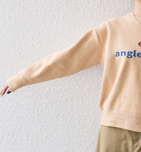 SHIPS any「SHIPS any:〈手洗い可能〉モールヤーン クルーネック ロゴ 千鳥柄 プルオーバー」|ニット・セーター|