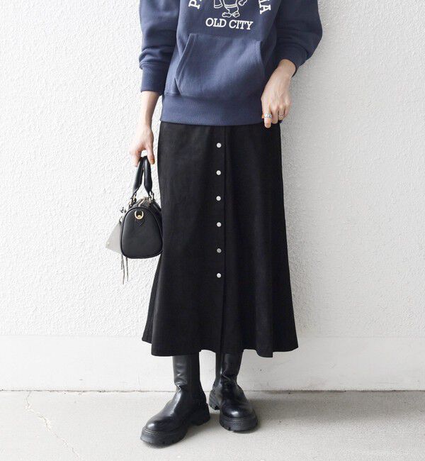 SHIPS any「SHIPS any: ポリエステル スエード フロント ボタン Aライン スカート」|スカート|