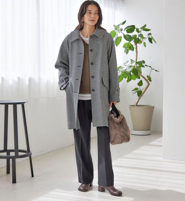 SHIPS for women「千鳥 / ソリッド ウール メルトン ステンカラー コート」|ステンカラーコート|