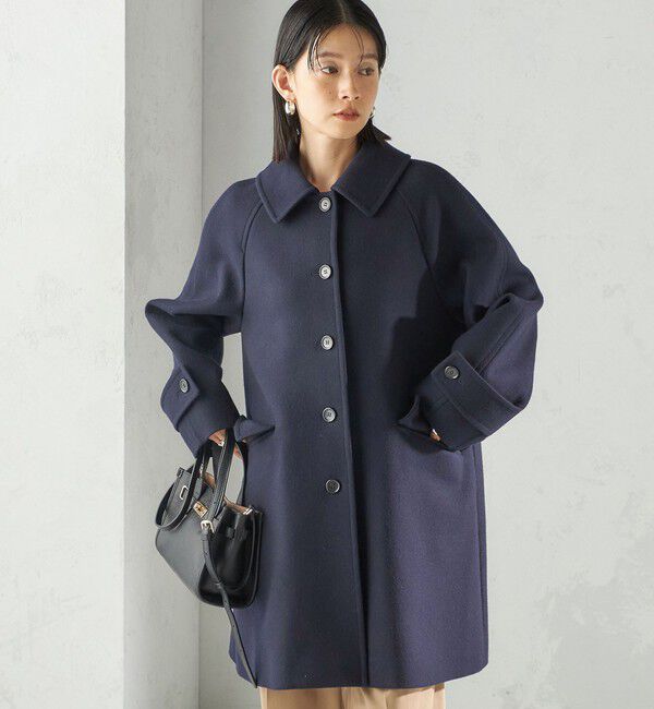 SHIPS for women「千鳥 / ソリッド ウール メルトン ステンカラー コート」|ステンカラーコート|