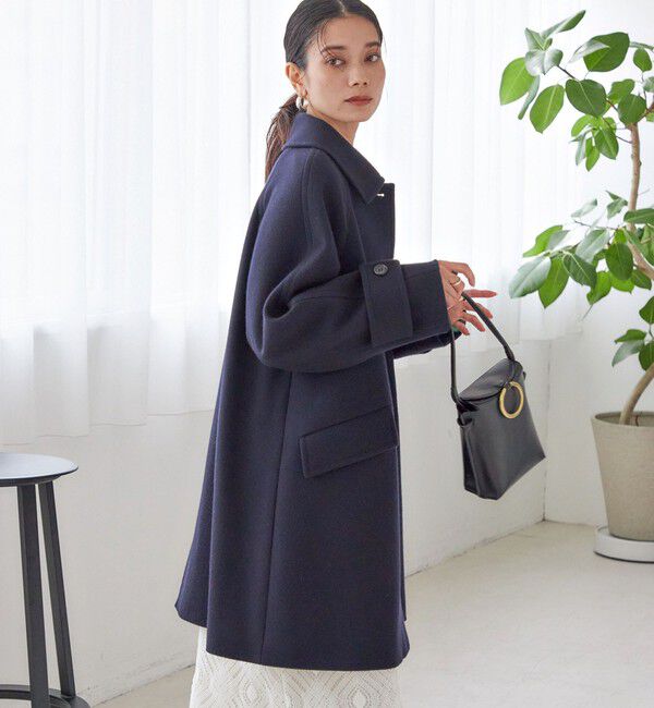 SHIPS for women「千鳥 / ソリッド ウール メルトン ステンカラー コート」|ステンカラーコート|