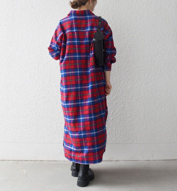 SHIPS any「SHIPS any:〈洗濯機可能〉タータン チェック ロング シャツ ワンピース」|ワンピース|