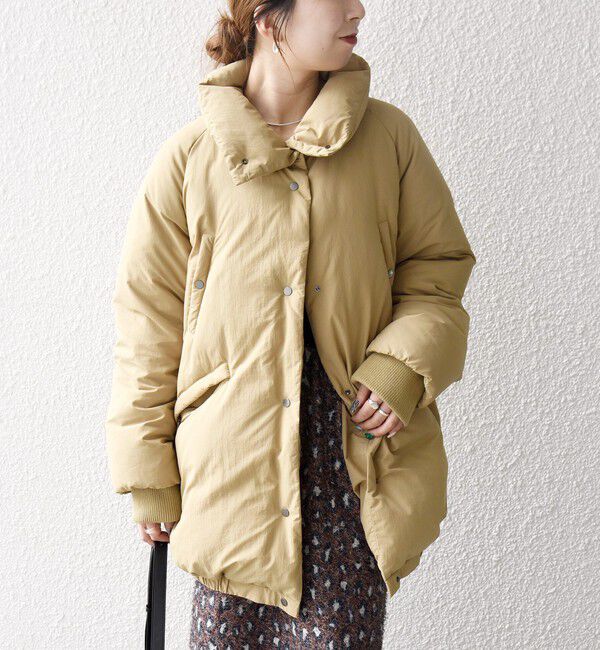 SHIPS any「SHIPS any: ナイロン スタンドカラー ダウン コクーン コート」|ダウン|