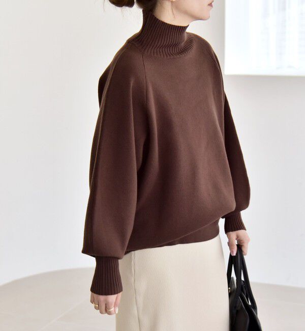 quaranciel「quaranciel:〈洗濯機可能〉タートルネック ラグラン ロングリブ ニット プルオーバー」|ニット・セーター|