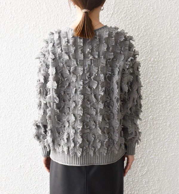 SHIPS any「SHIPS any:〈手洗い可能〉フリンジ デザイン ニット プルオーバー」|ニット・セーター|