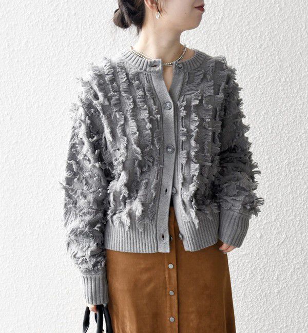 SHIPS any「SHIPS any:〈手洗い可能〉フリンジ デザイン ドルマン ニット カーディガン」|カーディガン|