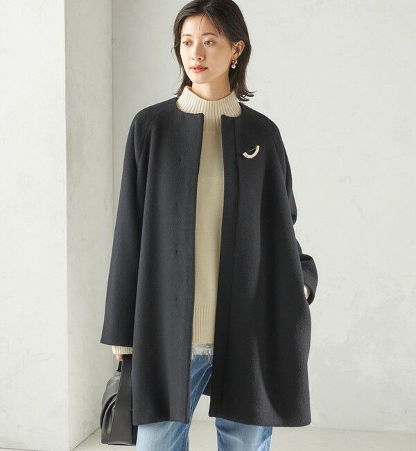SHIPS for women「Pure SUPER100 ノーカラー コート」|ノーカラーコート|